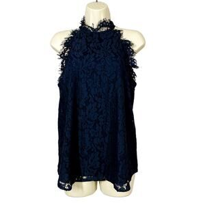 Olivia Grey x Anthropologie Lace Top Sleeveless Blue Floral - S